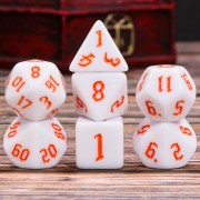 White Opaque dice(Orange font)